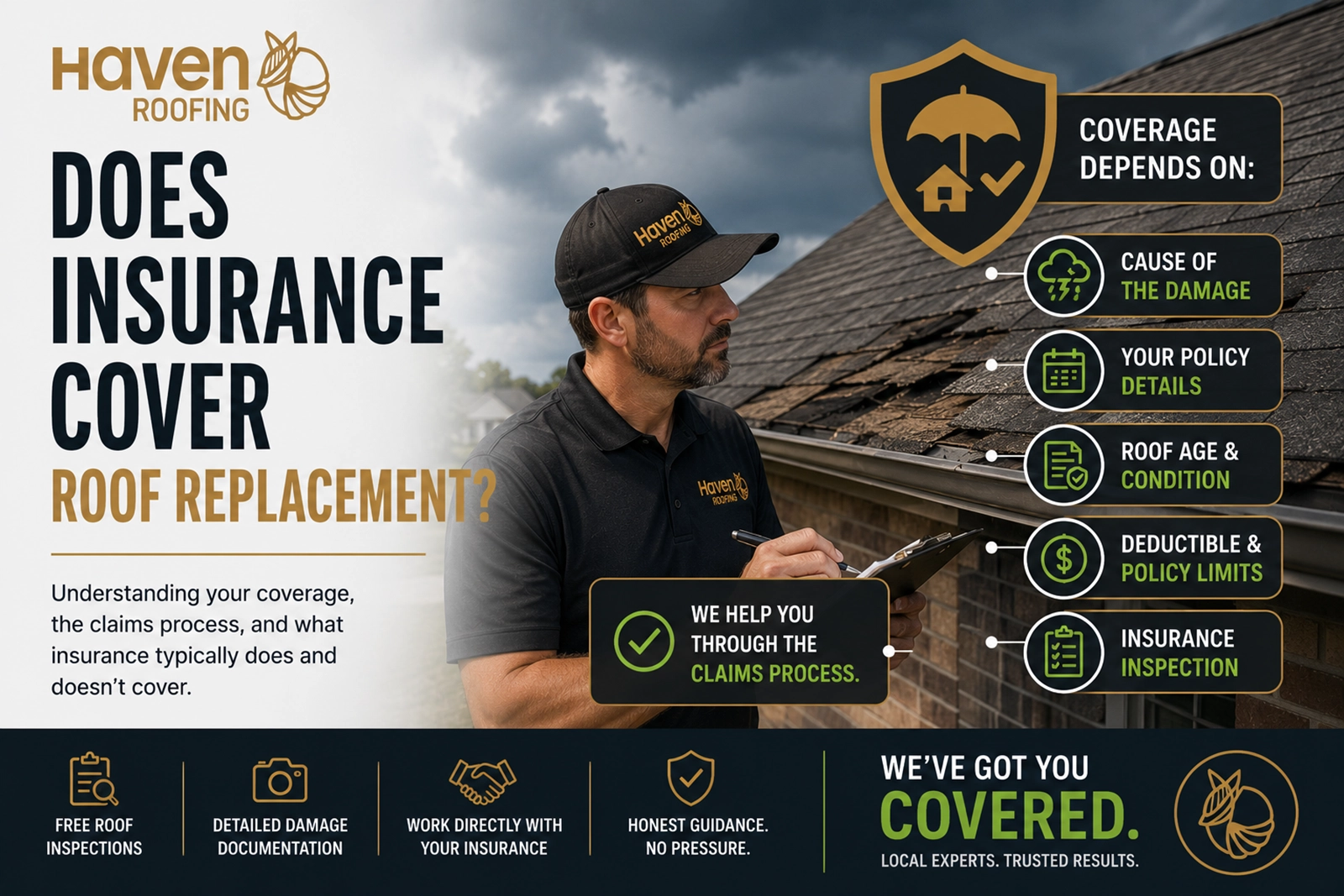 Haven Roofing consultant providing a roof replacement estimate to a homeowner in Memphis, TN.