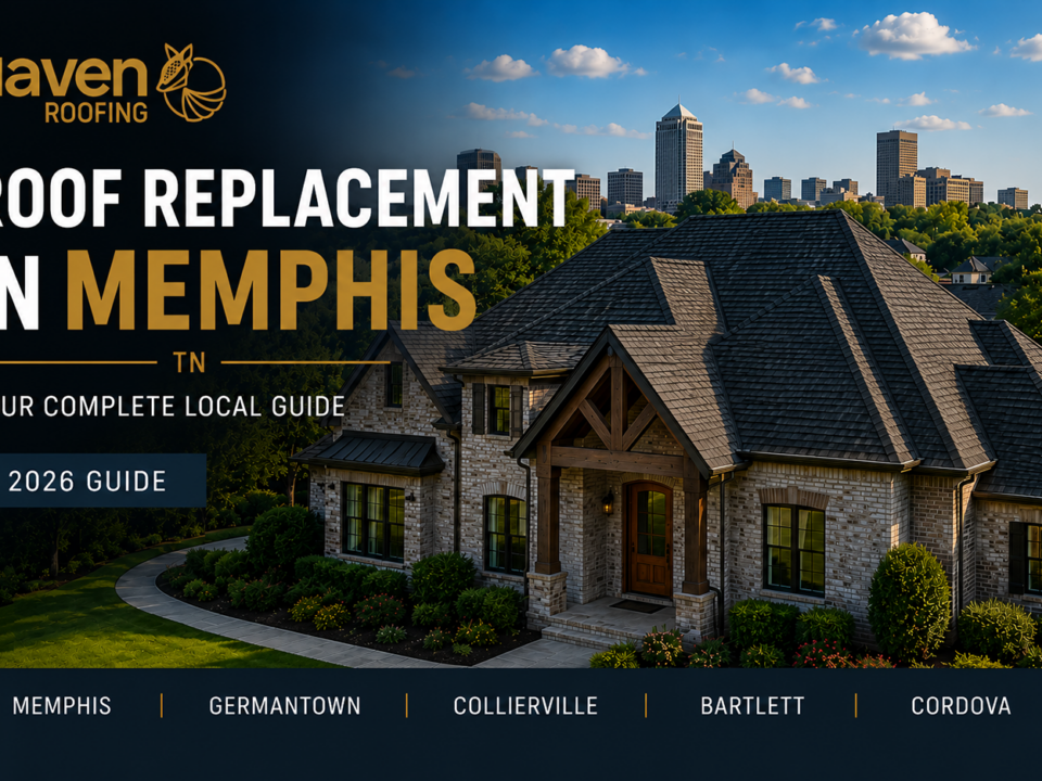 Luxury home with a newly installed architectural shingle roof featured in Haven Roofing's 2026 guide to new roof replacement costs in Memphis, Tennessee.