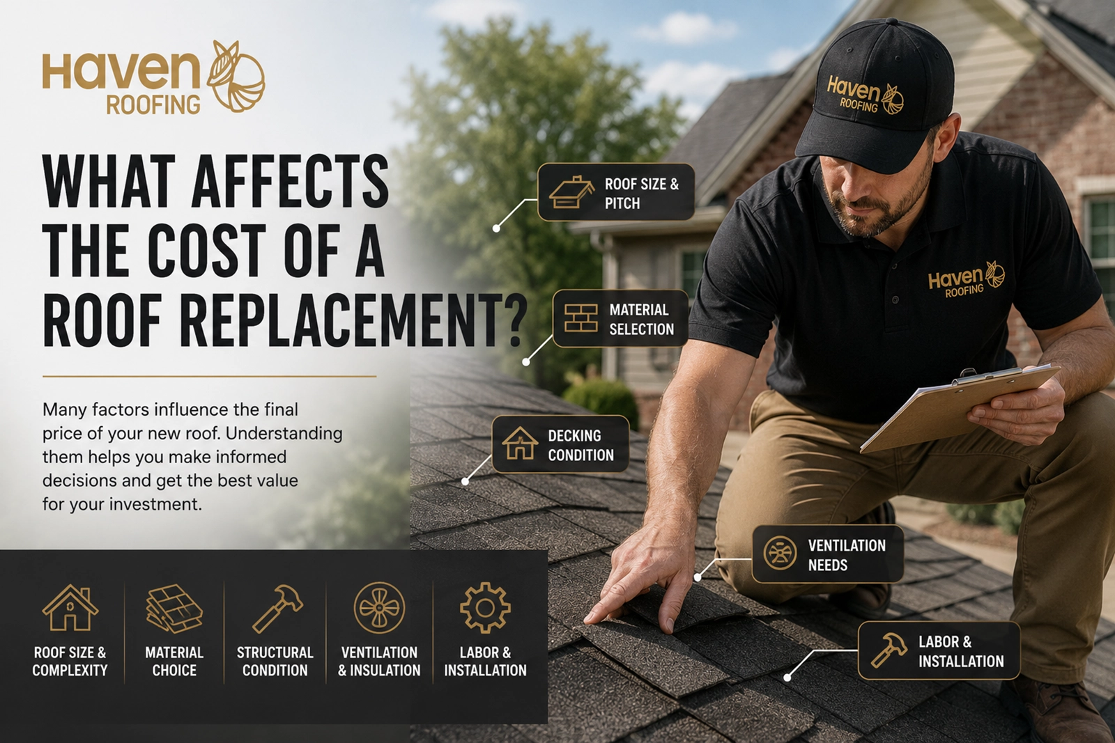 Haven Roofing consultant providing a roof replacement estimate to a homeowner in Memphis, TN.