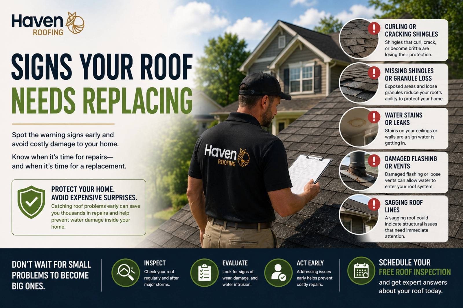 Haven Roofing consultant providing a roof replacement estimate to a homeowner in Memphis, TN.