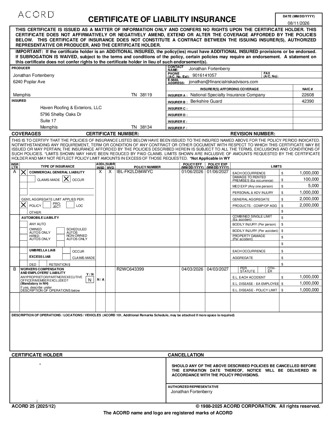 Tennessee state contractors license